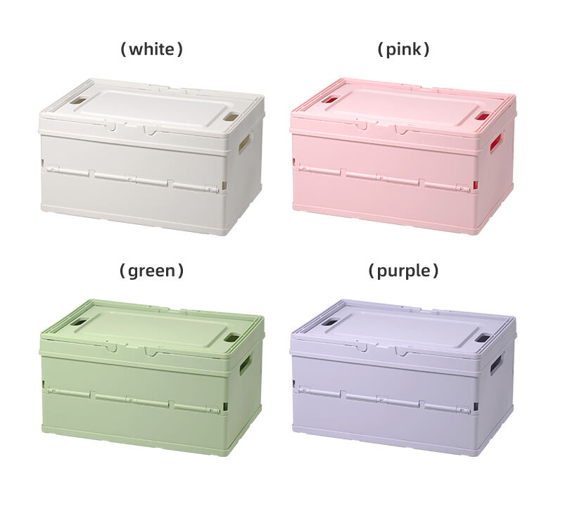 ITEM NO.8007 New Pastel Plastic Folding Storage Baskets Stackable Desktop Organizer with Handle for Home Kitchen Office Cloth details