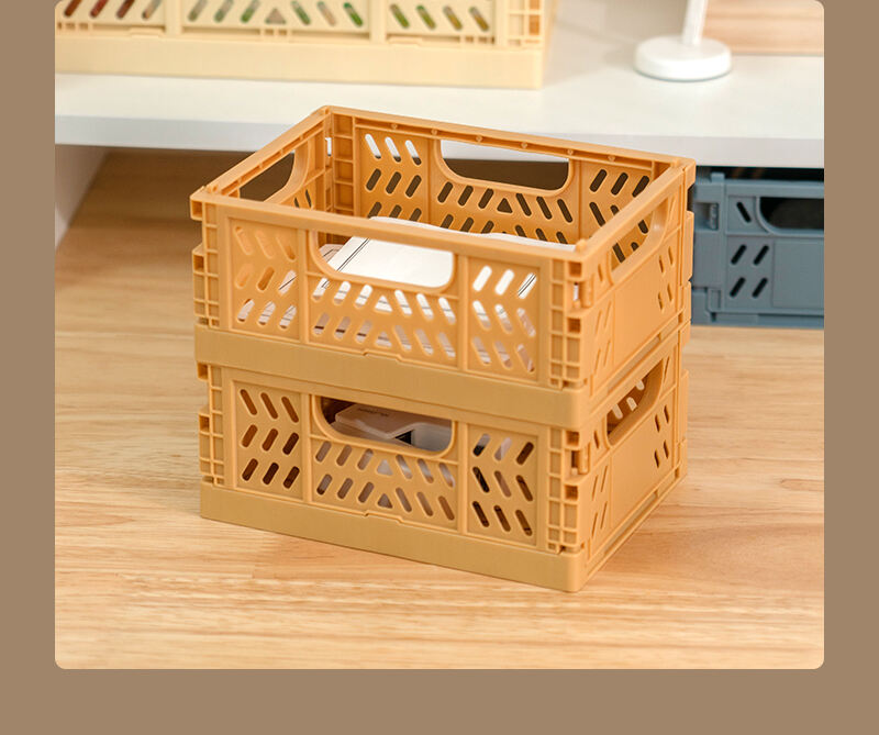 ITEM NO.5007 Portable Heavy Duty Medium Size Household Stackable Storage Foldable Crate Plastic Basket manufacture