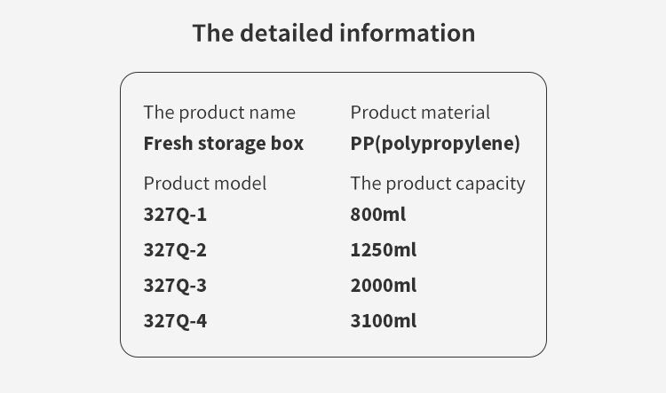 ITEM NO.327q Factory 4 Piece Rectangle Plastic Microwave Safe Airtight Leakproof Food Containers Box Set for Food Preservation details