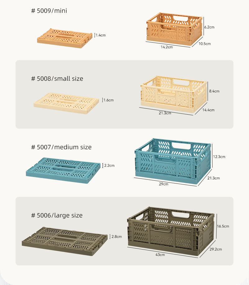 ITEM NO.5007 Portable Heavy Duty Medium Size Household Stackable Storage Foldable Crate Plastic Basket supplier