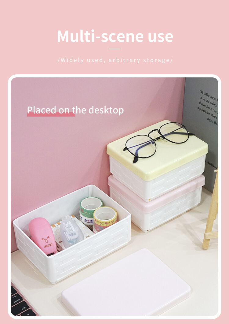 ITEM NO.5003 Household Plastic Storage Box Desktop Multi Color Collapsible Office Folding Plastic Containers With Lid manufacture