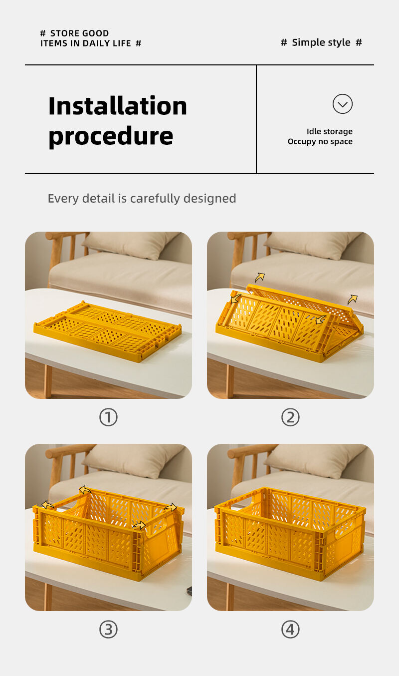 ITEM NO.5000k In Stock Factory Directly Baby Friendly Large Plastic Folding Basket Collapsible Crate For Convenient Storage manufacture