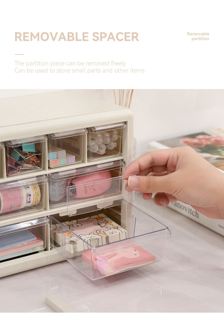 ITEM NO.5012-12 Factory Customized Desktop cosmetics skin care clear plastic box drawer organizer with 12 mini drawers factory