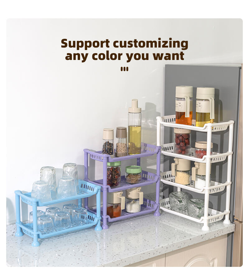 ITEM NO.3205 Wholesale Bathroom Household Multi Layer Kitchen Plastic Storage Organizer Shelf Storage Rack details