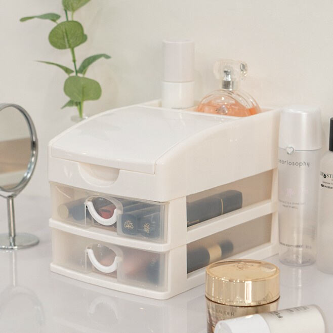 Make the most of your vanity space with a space-saving cosmetic drawer organizer.