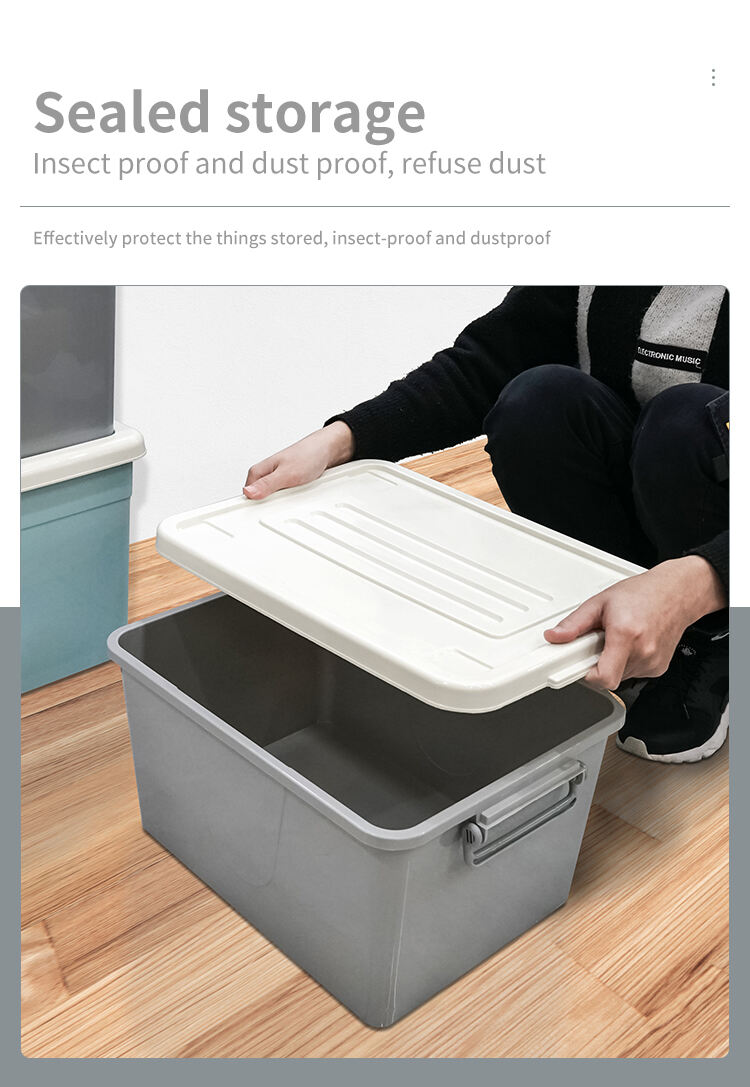 ITEM NO.3250 Factory Customized 55L High Capacity Clear Storage Latch Box Stackable Plastic Storage Container Bins With Wheels factory