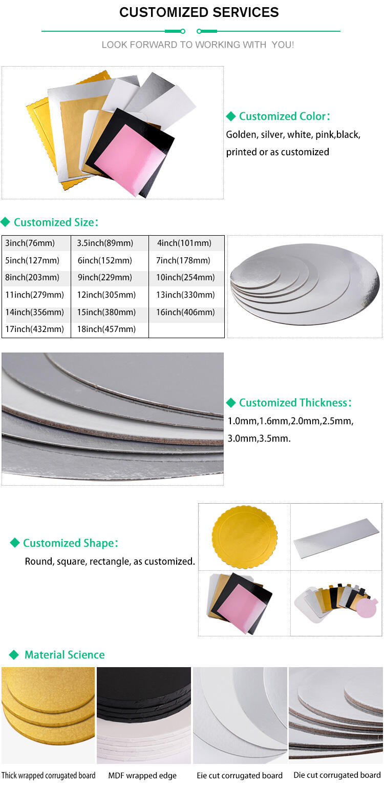 Reusable round Cake Board in 4 6 8 10 12 Inches Golden Cake Base Corrugated Paper for Cake Available in Stock manufacture