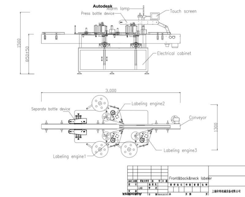 Automatic bottle Front back and neck labeler manufacture