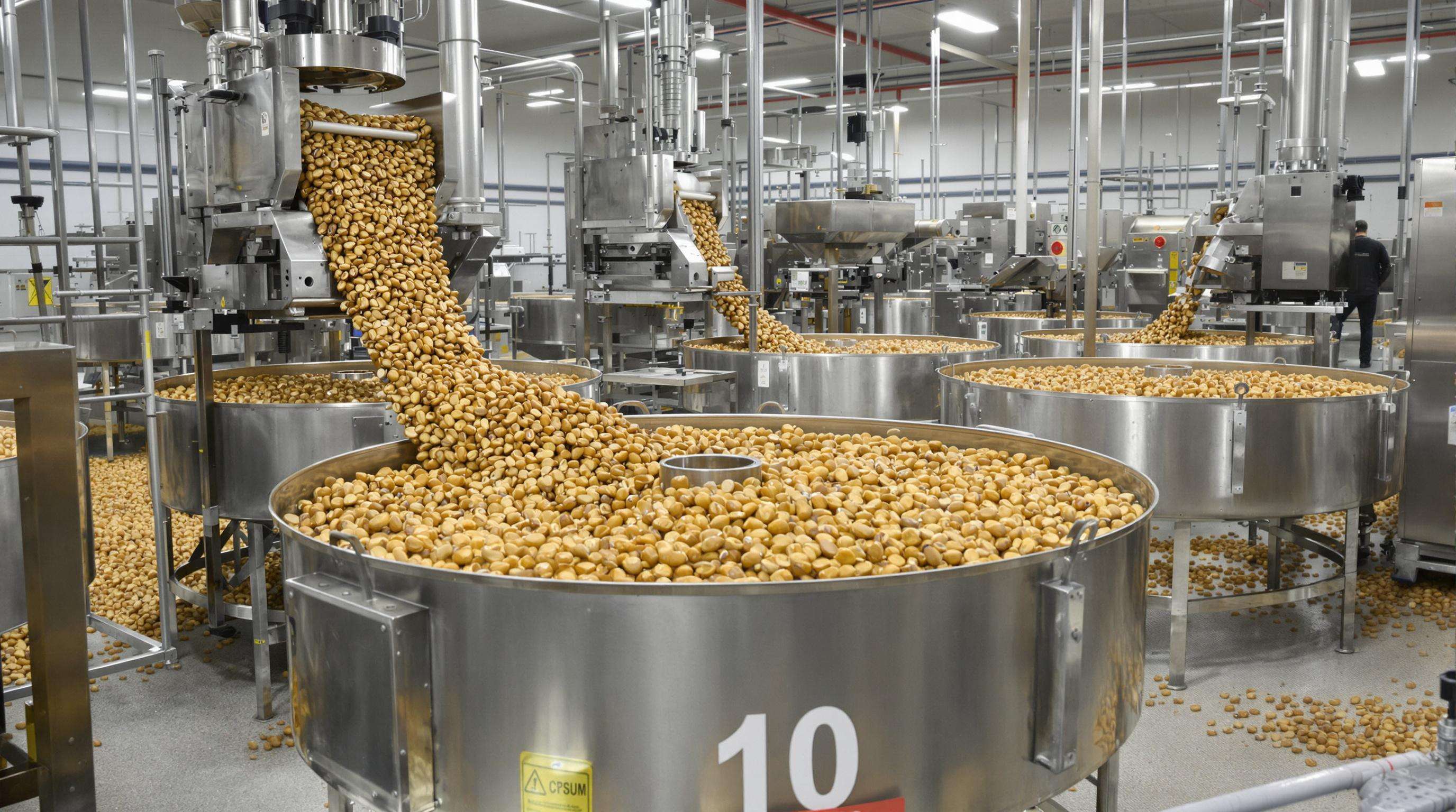Automated peanut processing facility with coating machines applying seasoning layers