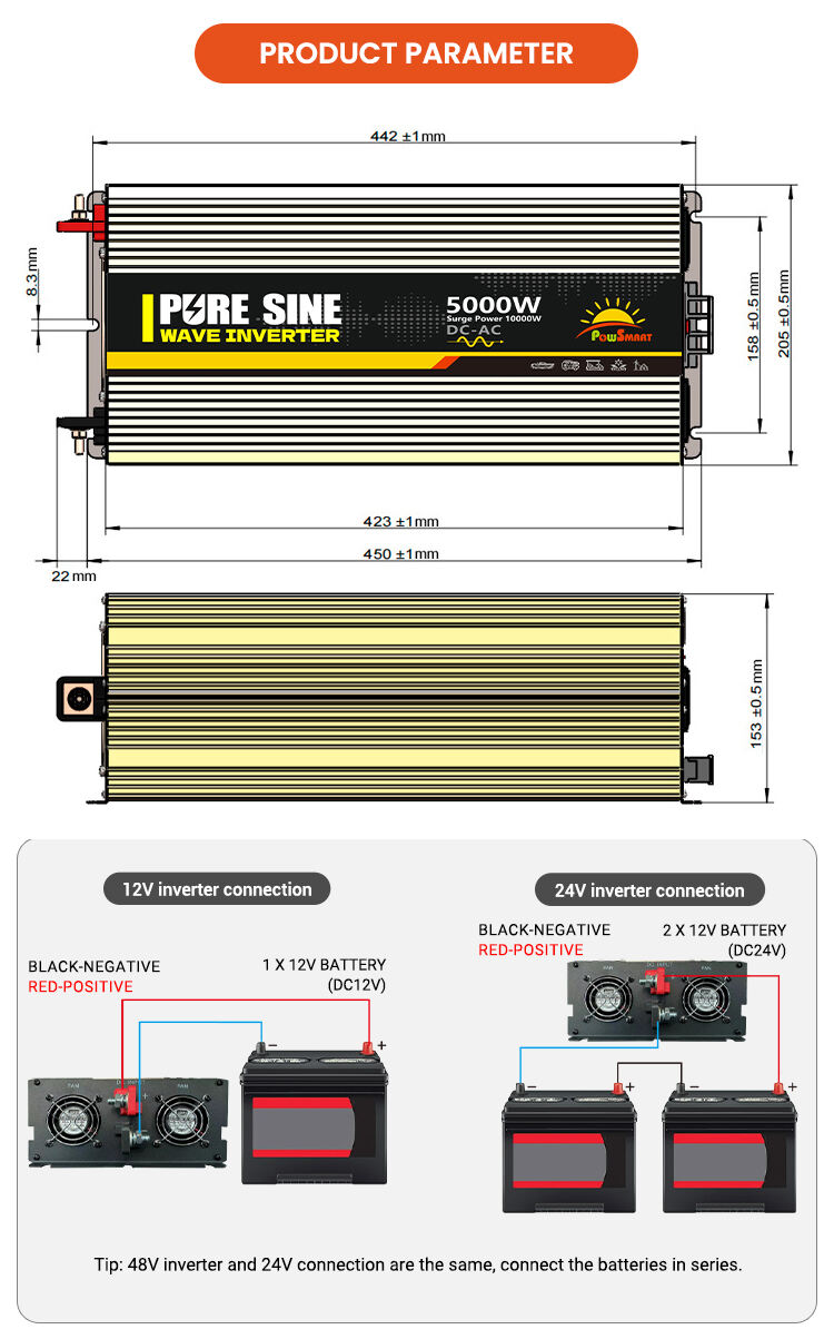 Powsmart-5000W DC 12V 24V 48V  AC 110V 220V Power Inverter factory