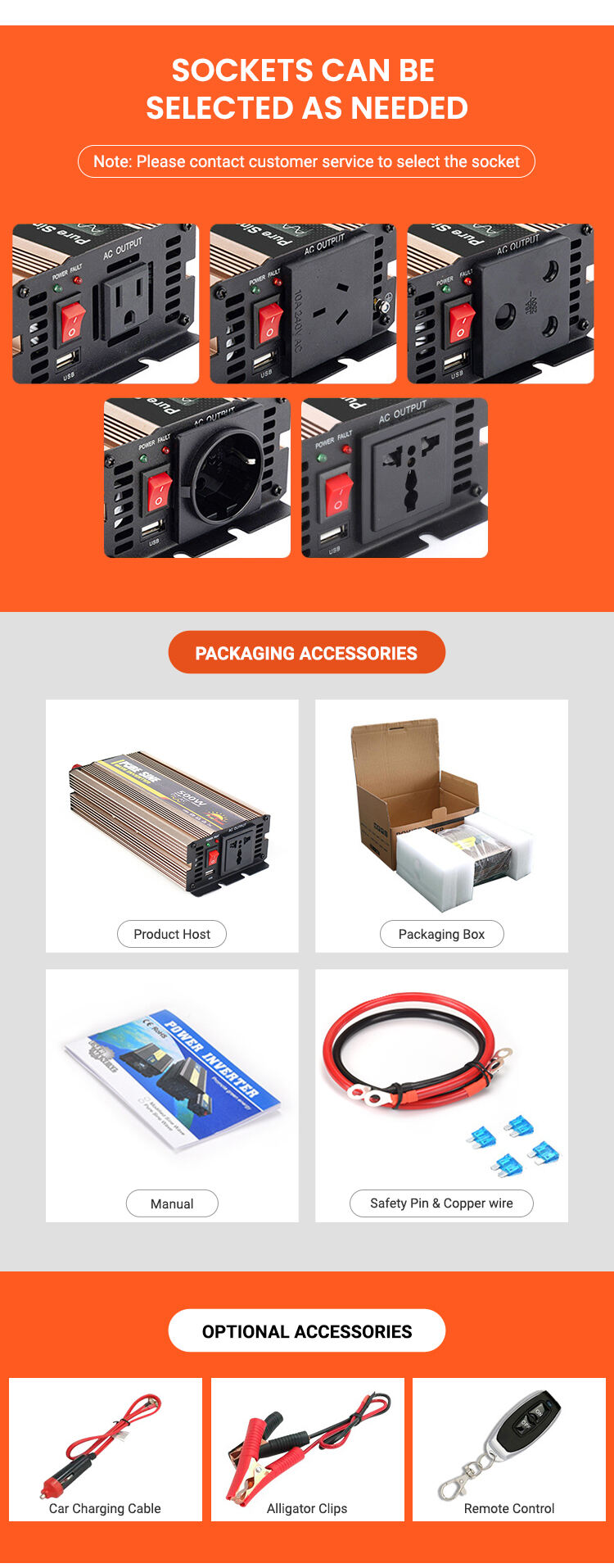 Powsmart-500W DC 12V 24V 48V  AC 110V 220V Power Inverter supplier