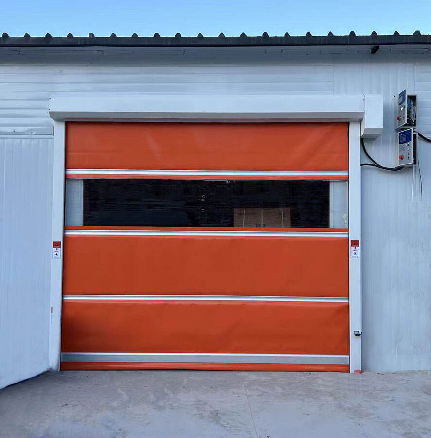 Factory wholesale orange automatic induction stacking door PVC high speed door supplier