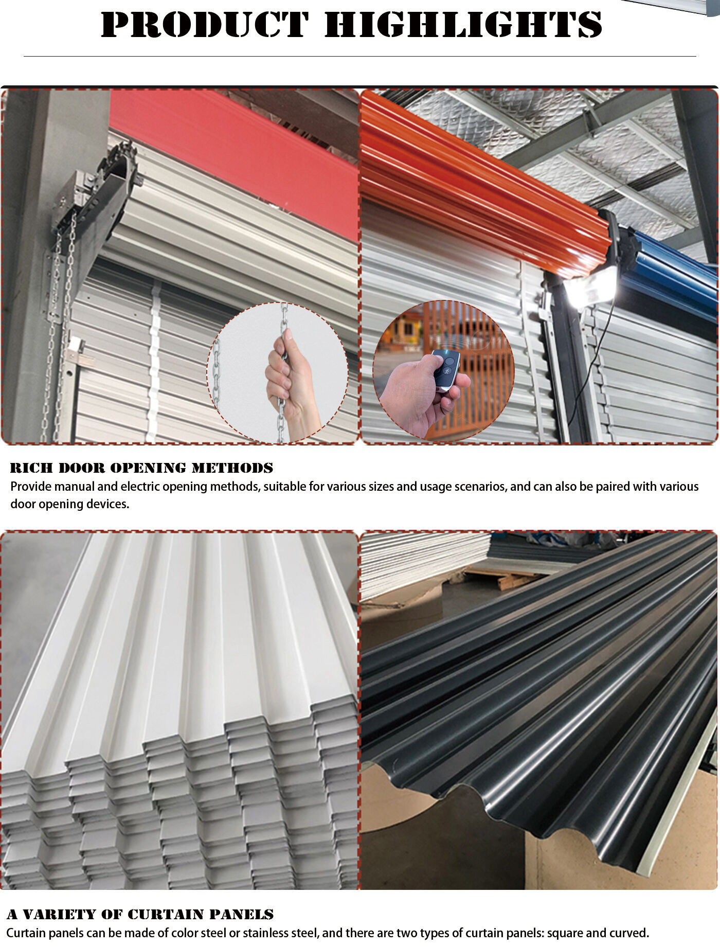 High tech self storage steel rolling shutter door with anti-theft and wind resistance performance factory