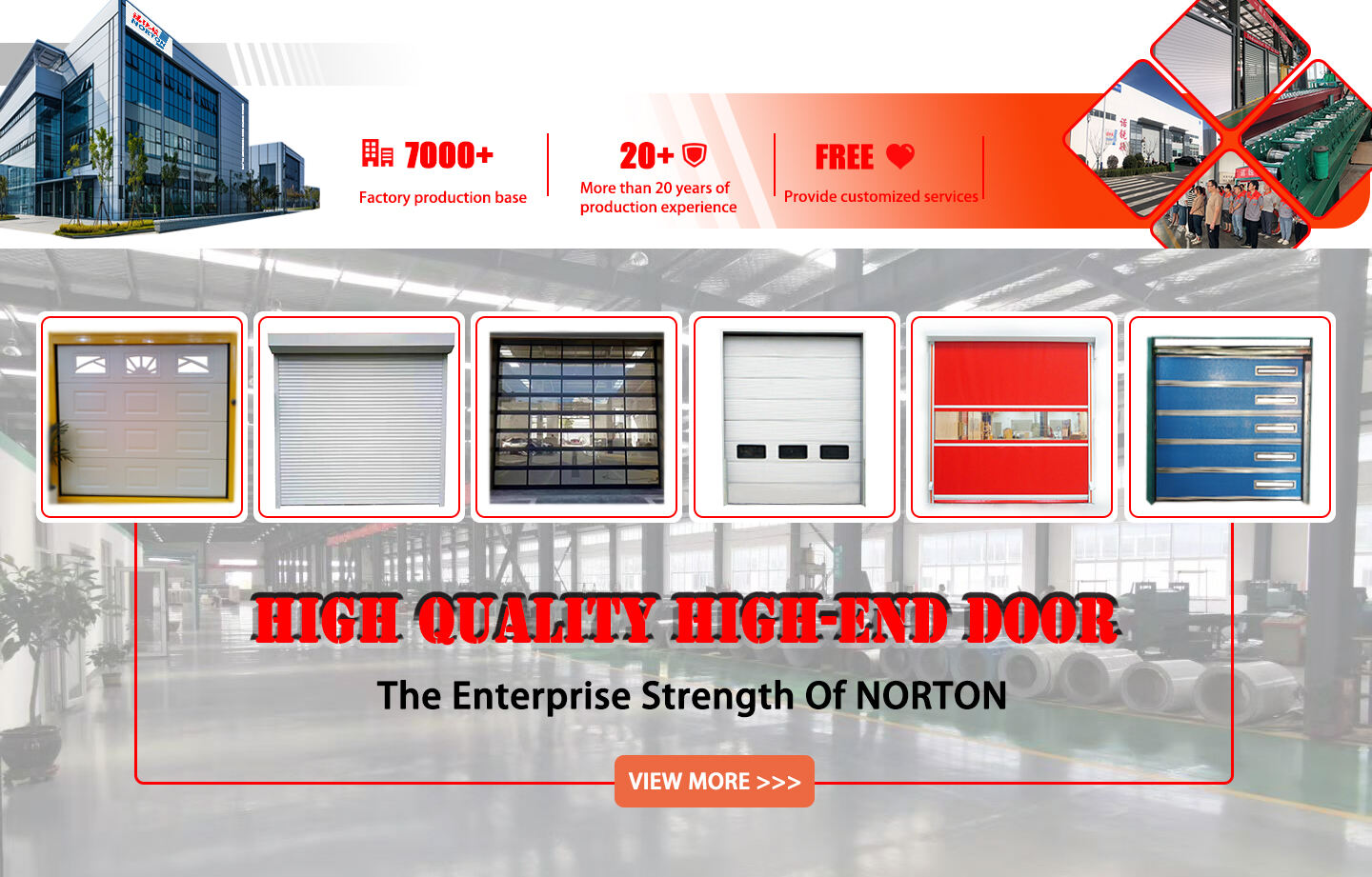 Warehouse electric operation remote control sectional industrial door manufacture