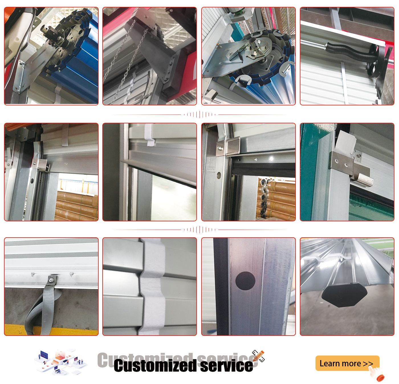 PU foam insulated High Quality Automated Manual  Lift Aluminum roller Shutter door details