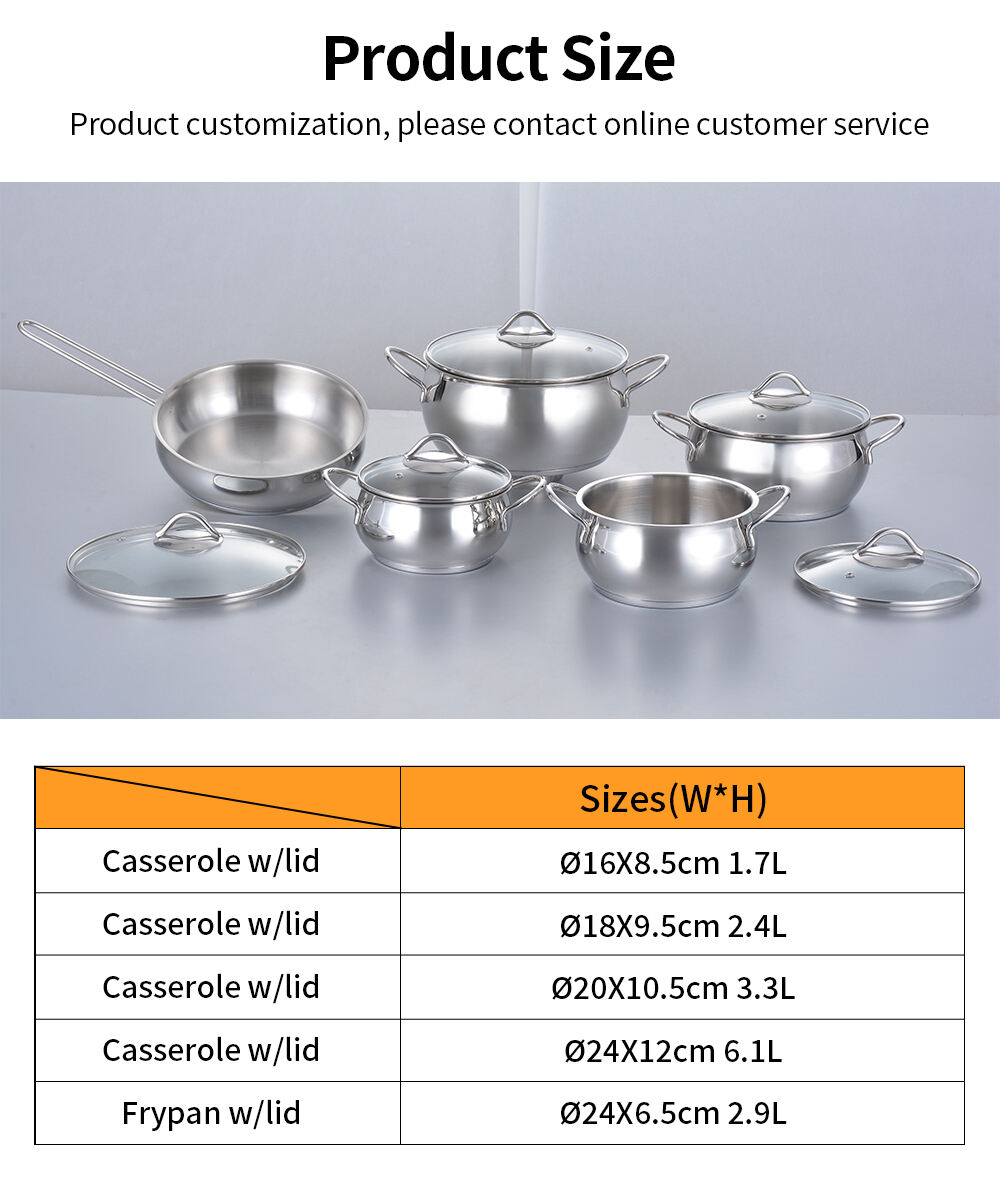 Factory Price Home Kitchen Induction Stainless Steel Cooking Pots Non Stick Cookware Sets manufacture