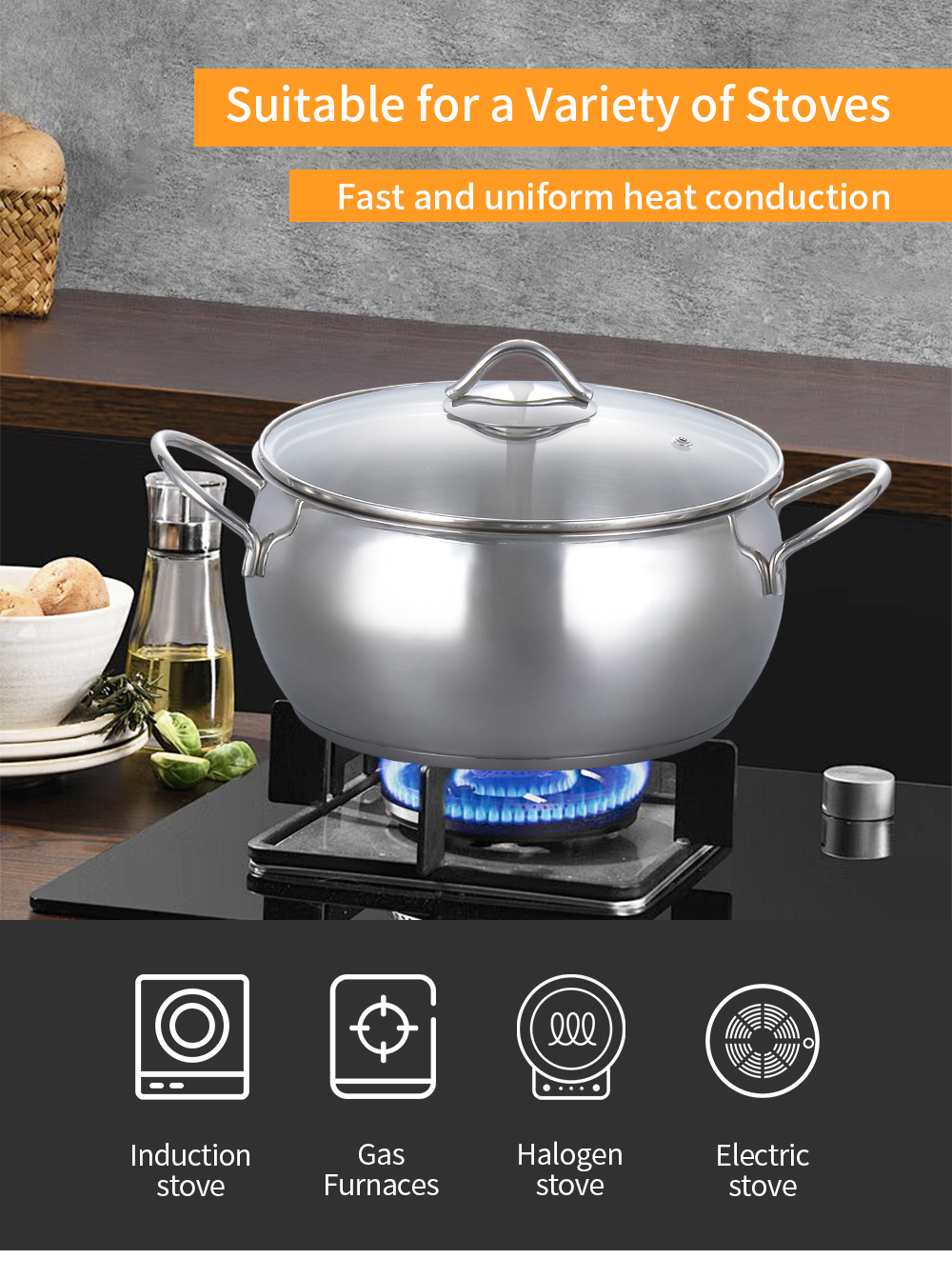 Factory Price Home Kitchen Induction Stainless Steel Cooking Pots Non Stick Cookware Sets supplier