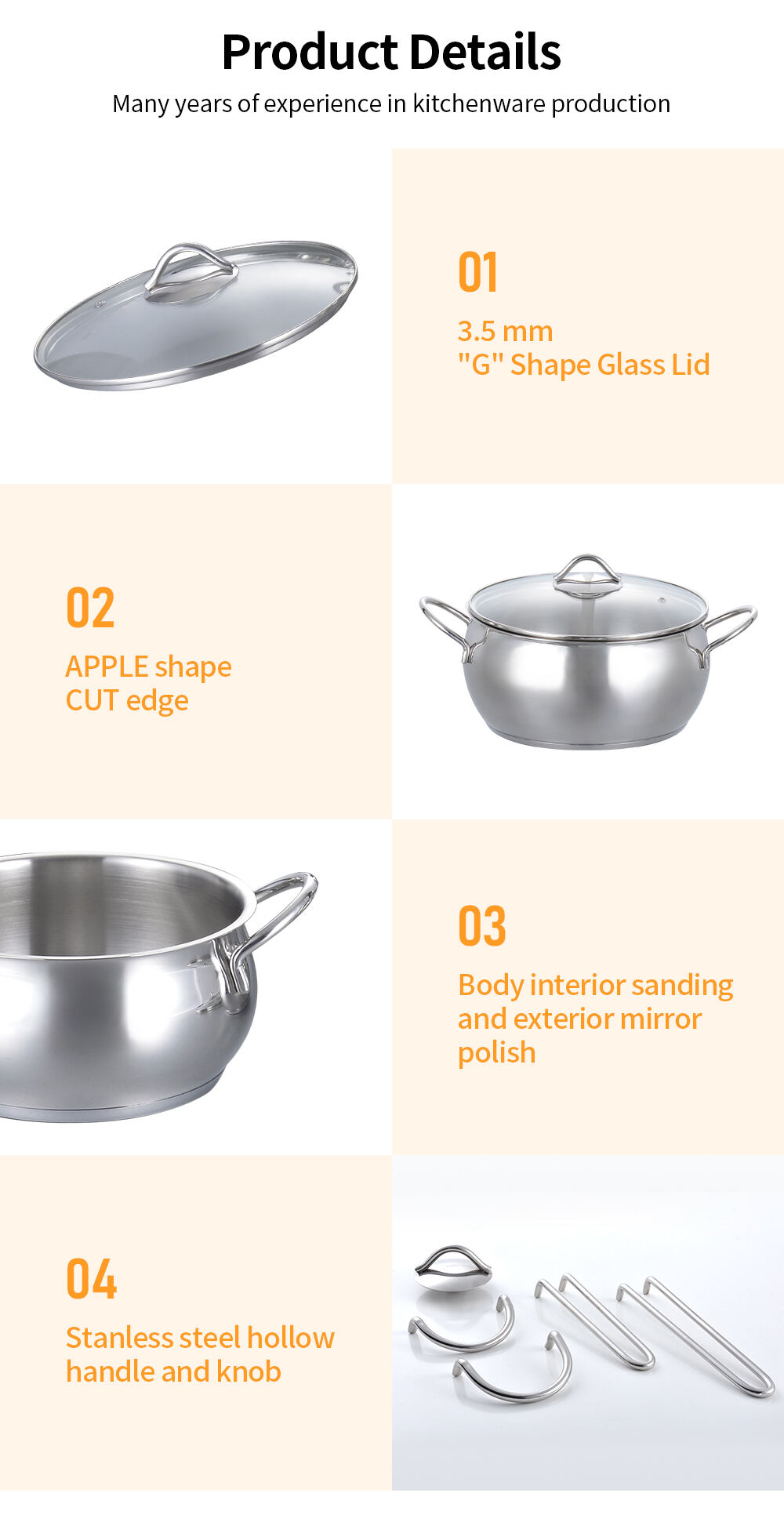 Factory Price Home Kitchen Induction Stainless Steel Cooking Pots Non Stick Cookware Sets manufacture