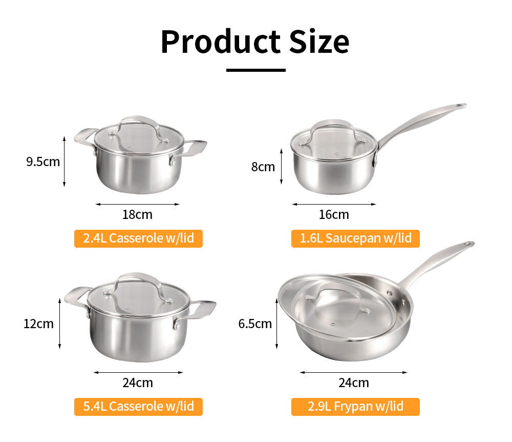 Wholesale Kitchen Induction 8 Pieces Stainless Steel Nonstick Cookware Sets Pot And Pan Set manufacture