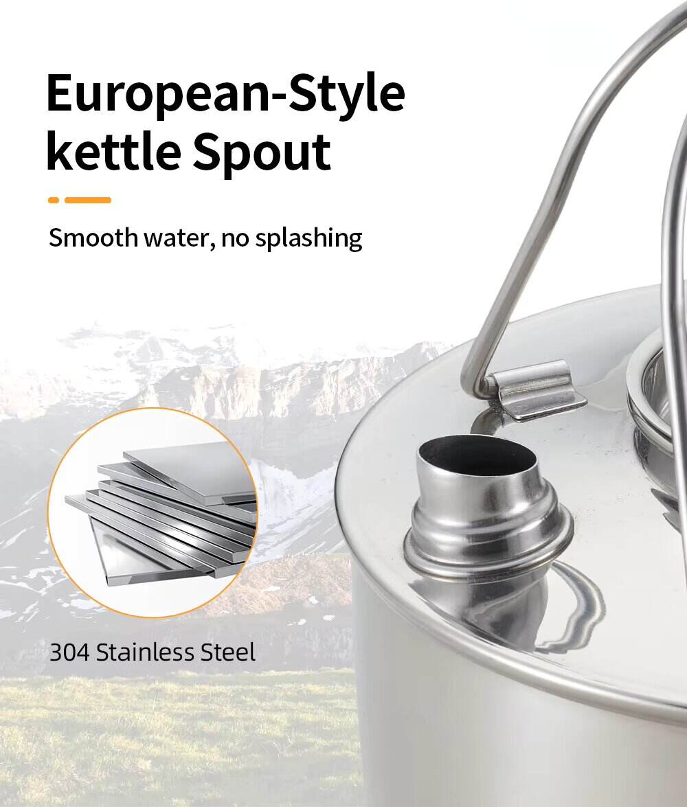 Manufacture 1.7L Camping Equipment Lightweight Stainless Steel Kettle Foldable Camping Kettle Pot supplier