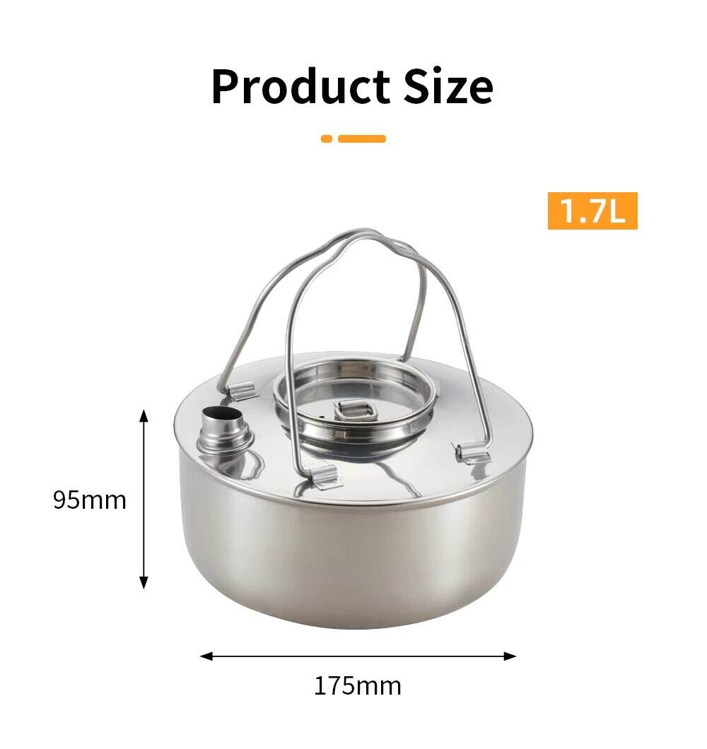 Manufacture 1.7L Camping Equipment Lightweight Stainless Steel Kettle Foldable Camping Kettle Pot details