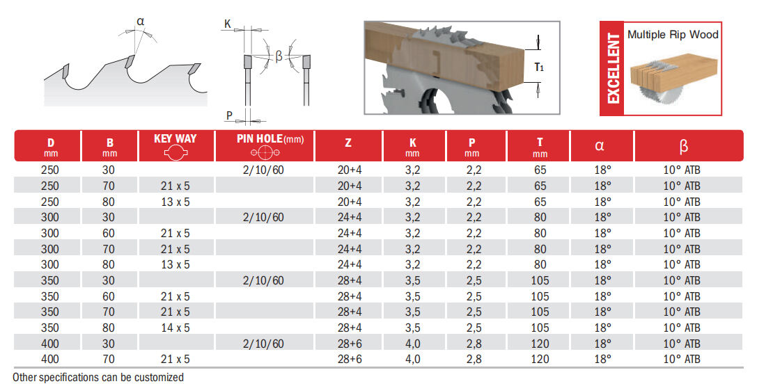 Multi-Rip Saw Blades with Rakers details