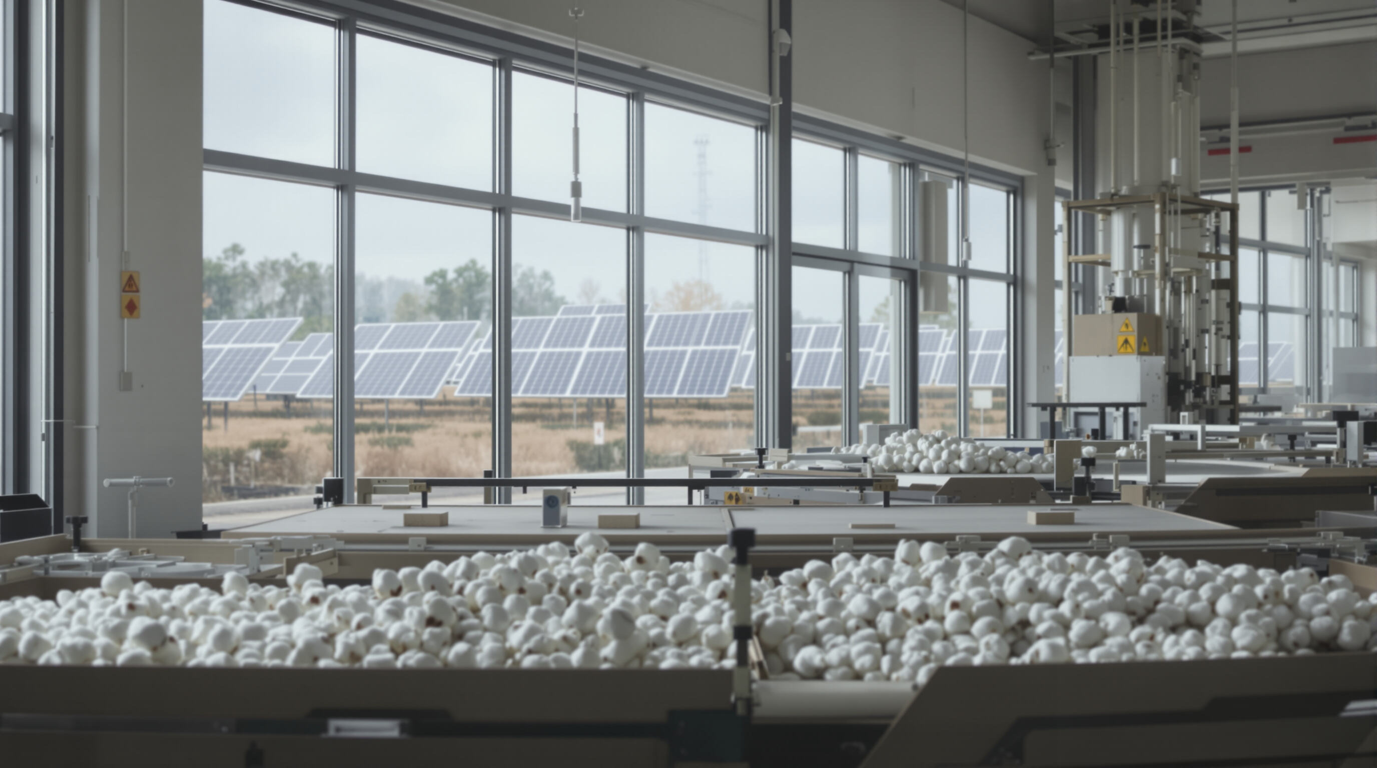 Eco-friendly sanitary napkin factory with organic materials and solar-powered operations