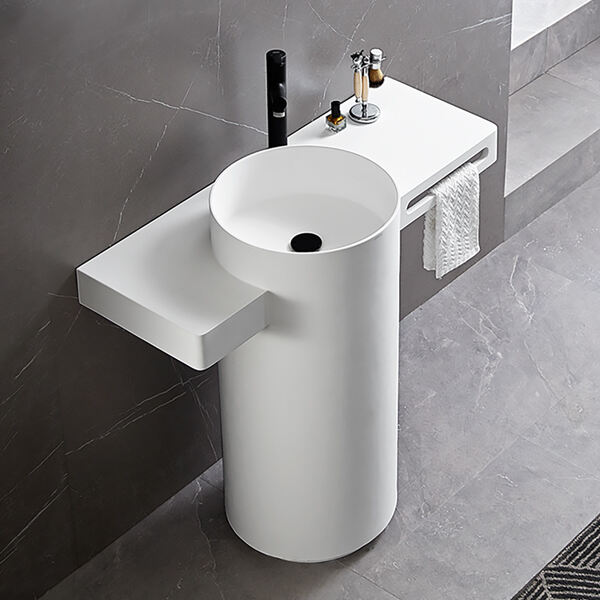 Take up more space and improve your bathroom design by using a pedestal for your sink.