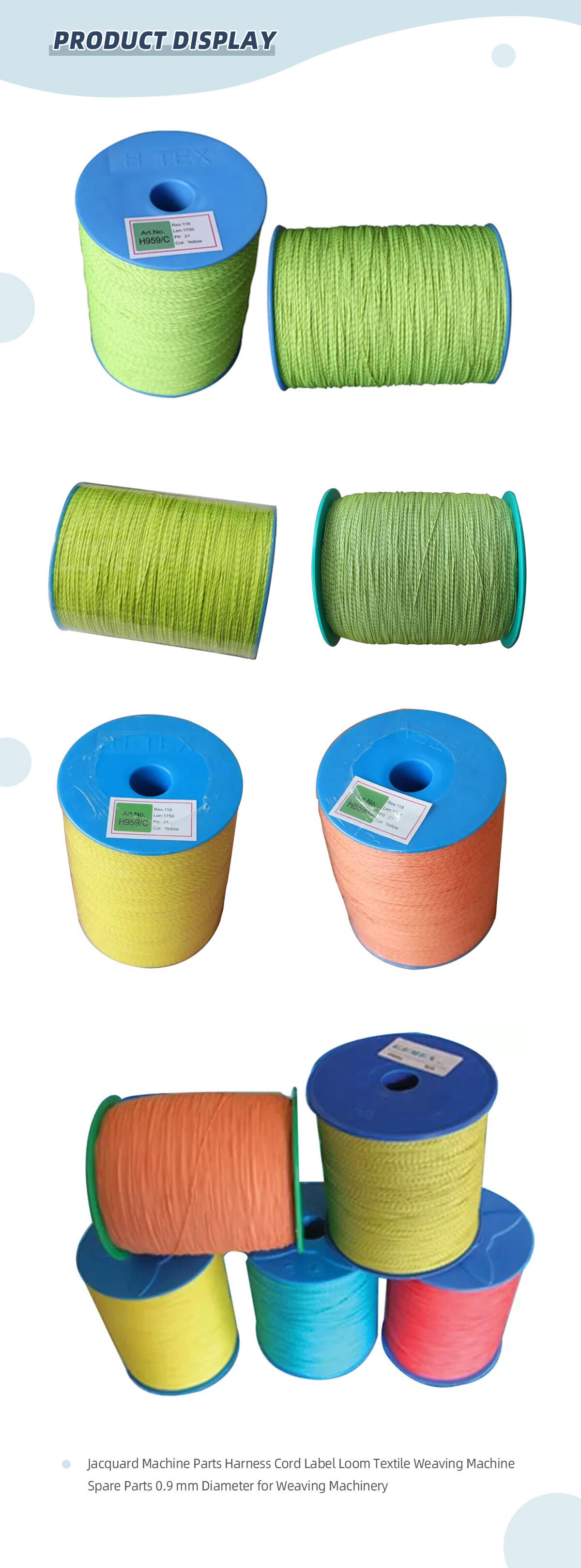 Jacquard Machine Parts Harness Cord Label Loom Textile Weaving Machine Spare Parts 0.9 mm Diameter for Weaving Machinery manufacture