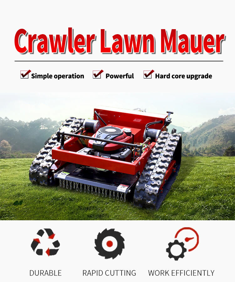 KESEN rubber crawler robot Gasoline Self Propelled Garden remote control Lawn Mower for sale details