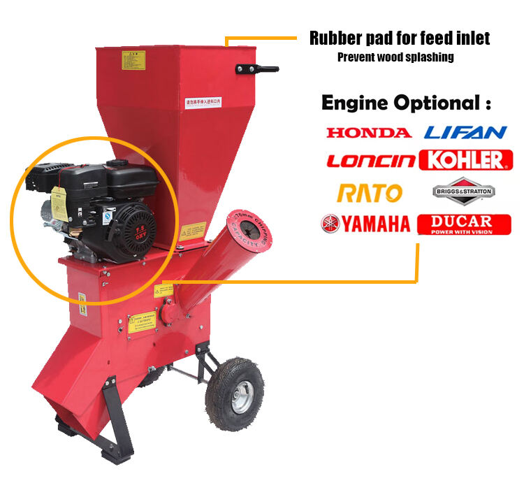 China Supplier High Quality Factory Price Vertical Type 7 horsepower Customizable Mobile  Gasoline Wood Chipper Shredder details