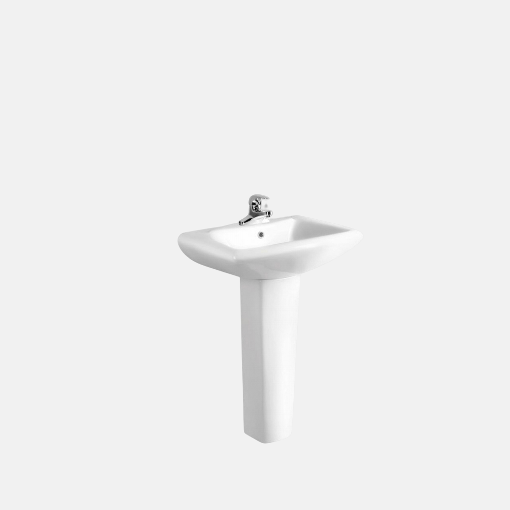 Ceramic Pedestal Basin Without Faucet,Drainage and Pop Up