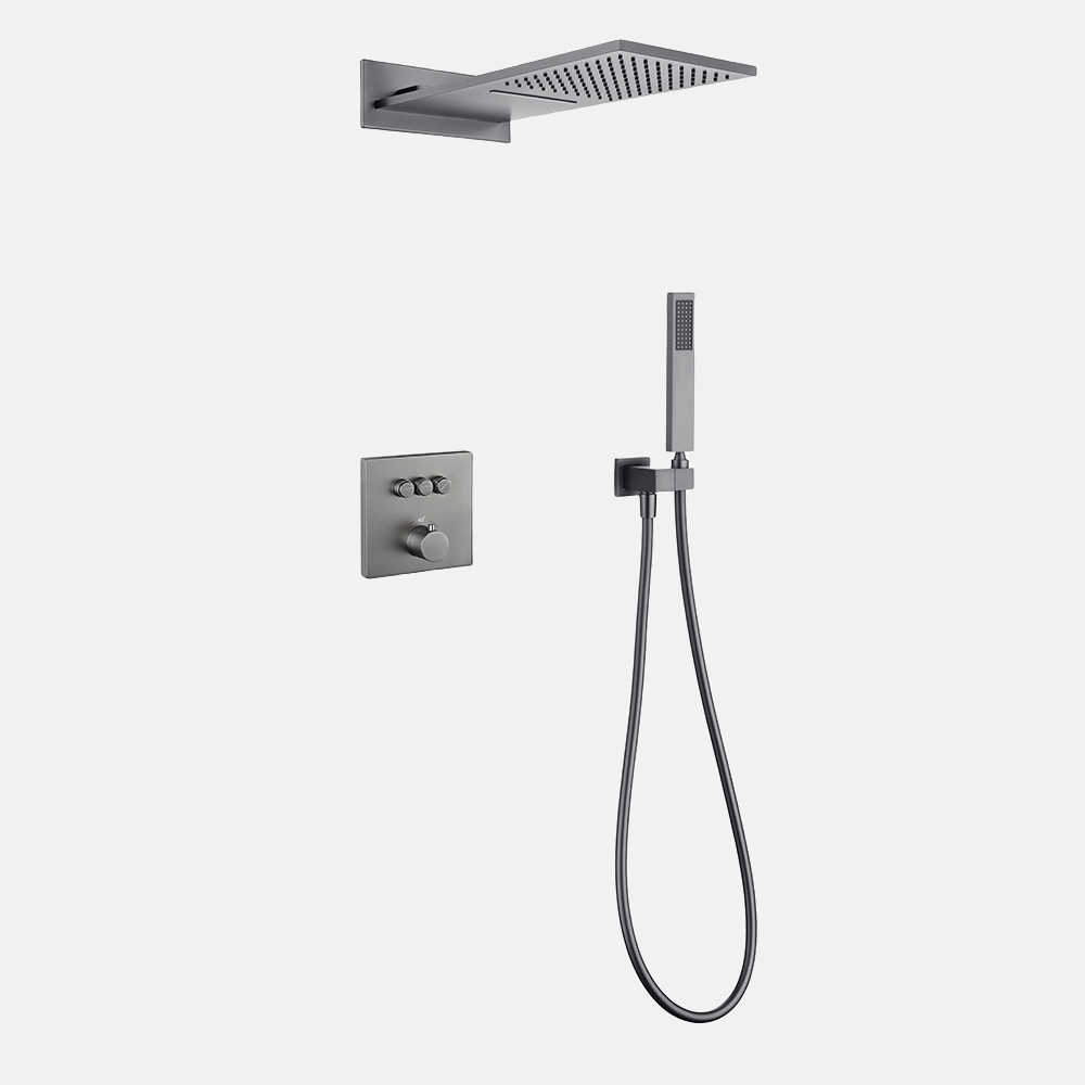 gun metal shower mixer with 2 way shower head