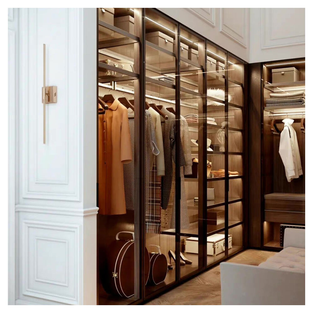 China Whole House Building Organizer Bedroom Glass Multi Layer Aluminum Wardrobe Bedroom Furniture details