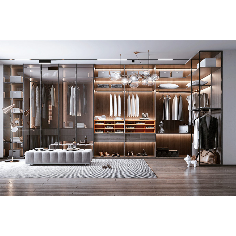 Modern Bedroom Storage Portable Wardrobe L Shaped Modular Wardrobe Designs Custom Walk In Closet With Island supplier