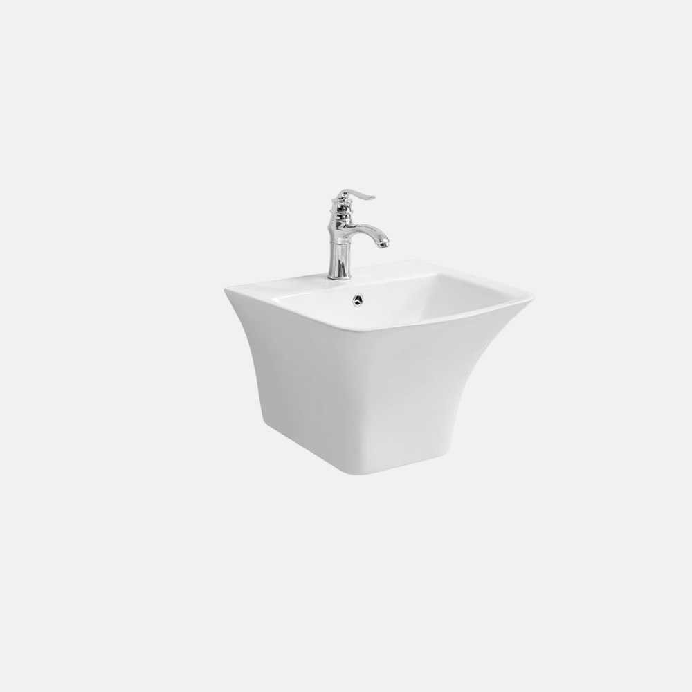 Wall Mounted Ceramic Basin with Installation Screws without Faucet,Drainage,Pop Up