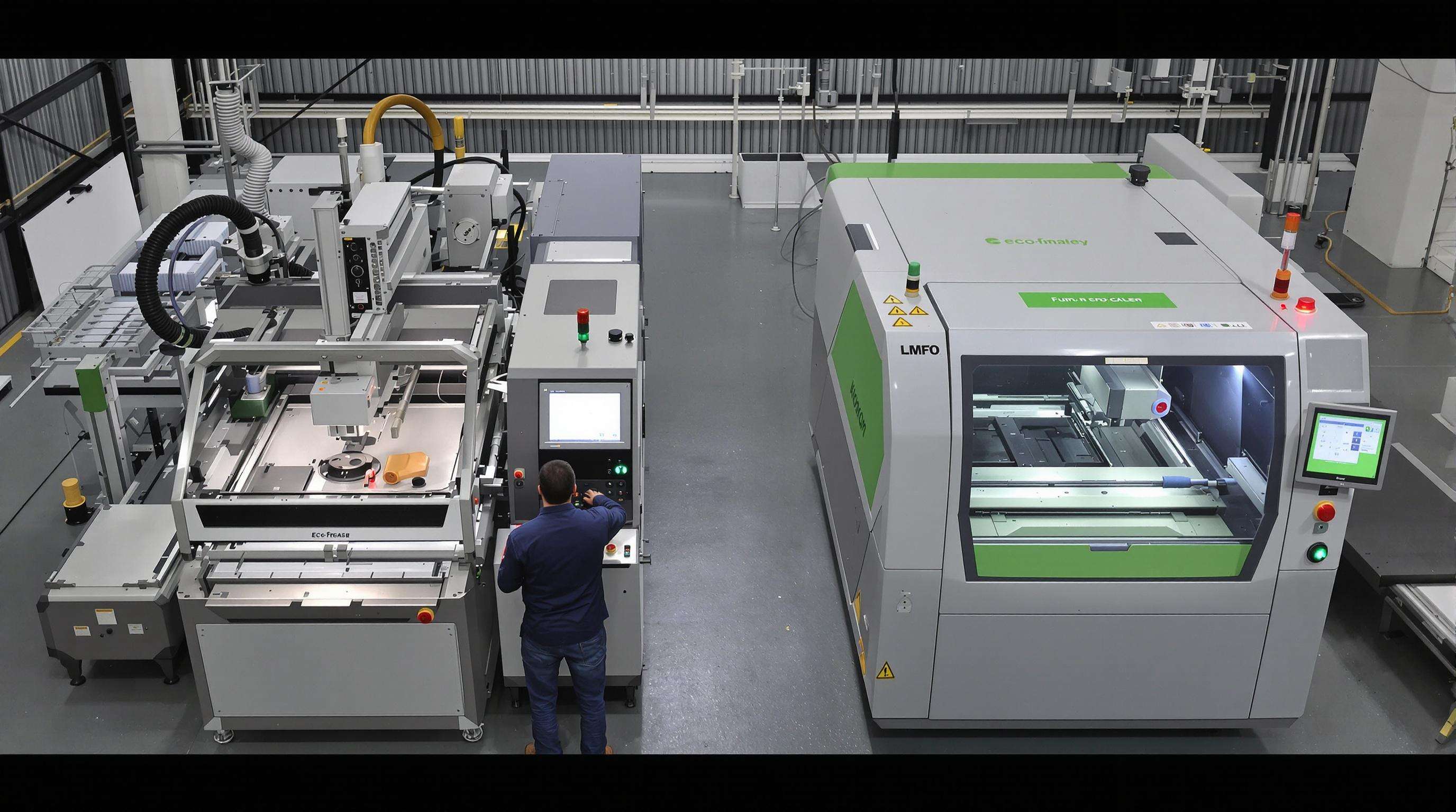 Side-by-side comparison of traditional and eco-friendly laser systems in an industrial setting