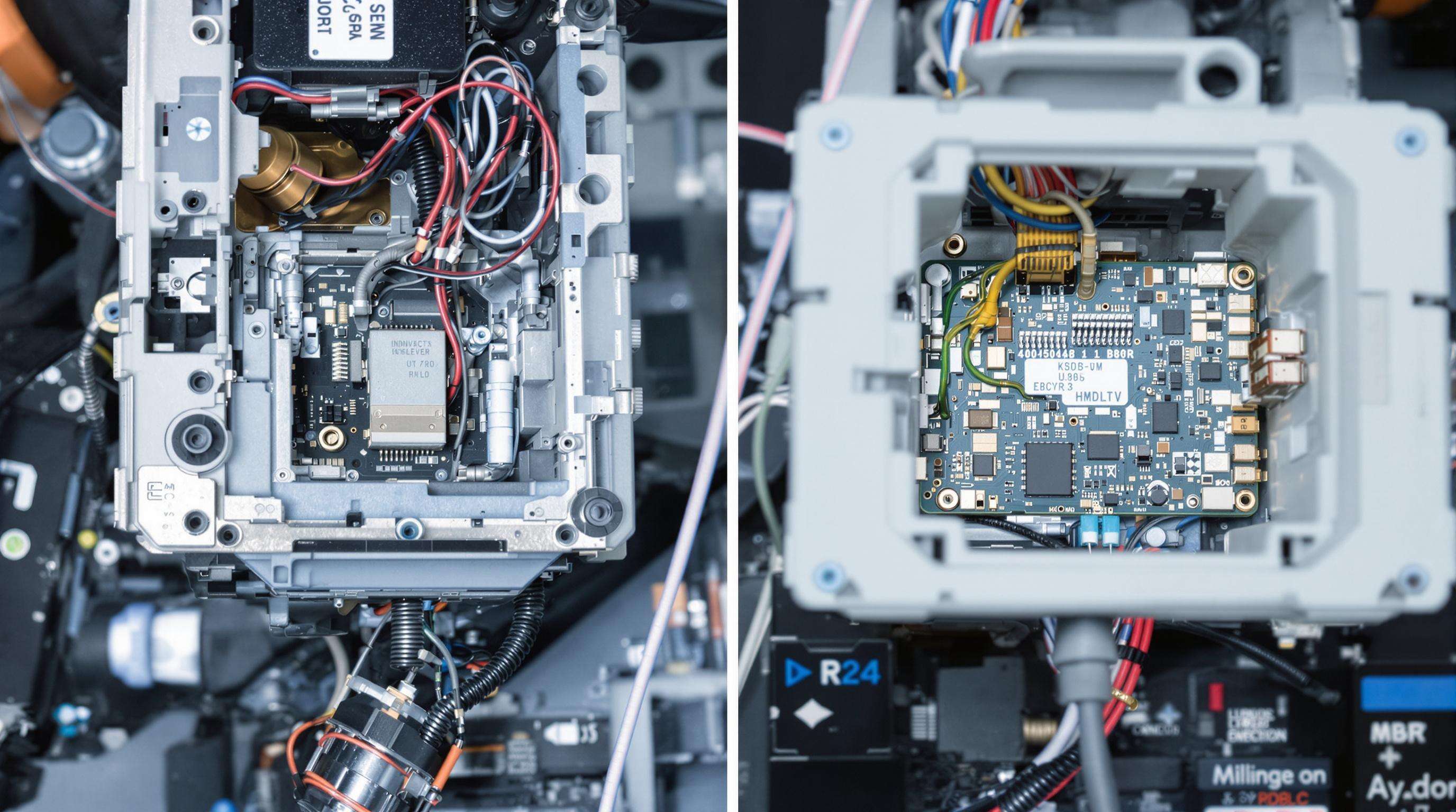 Tiny inductive sensors installed in compact robotic and medical equipment environments