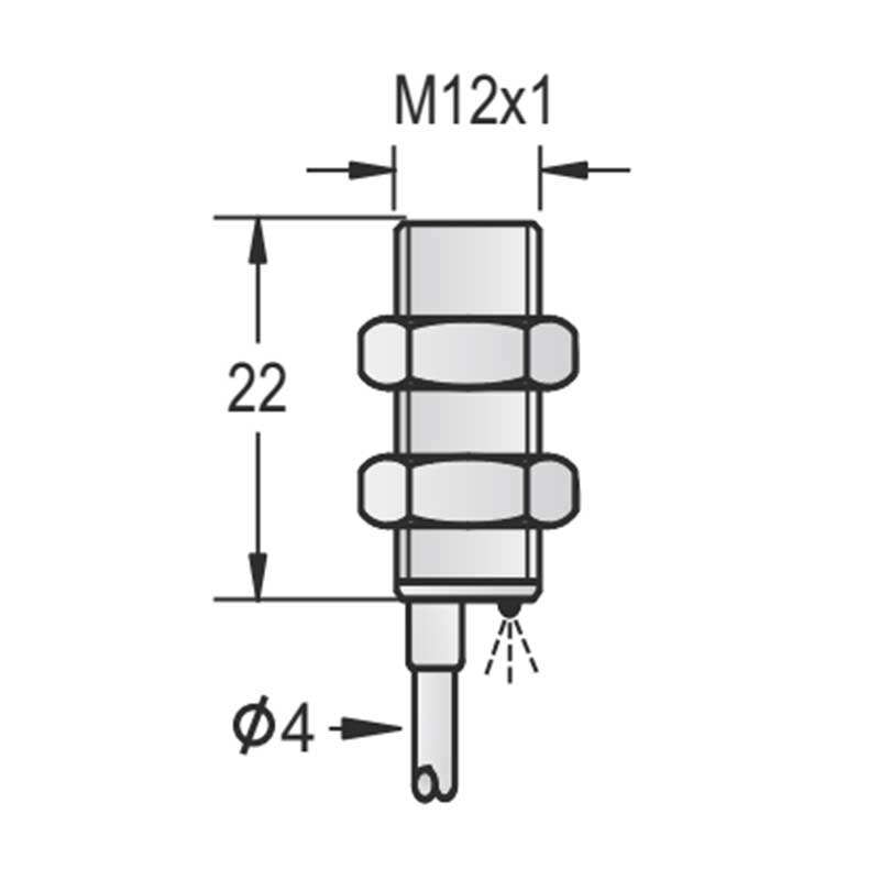 M12 mini inductive sensor with cable type details