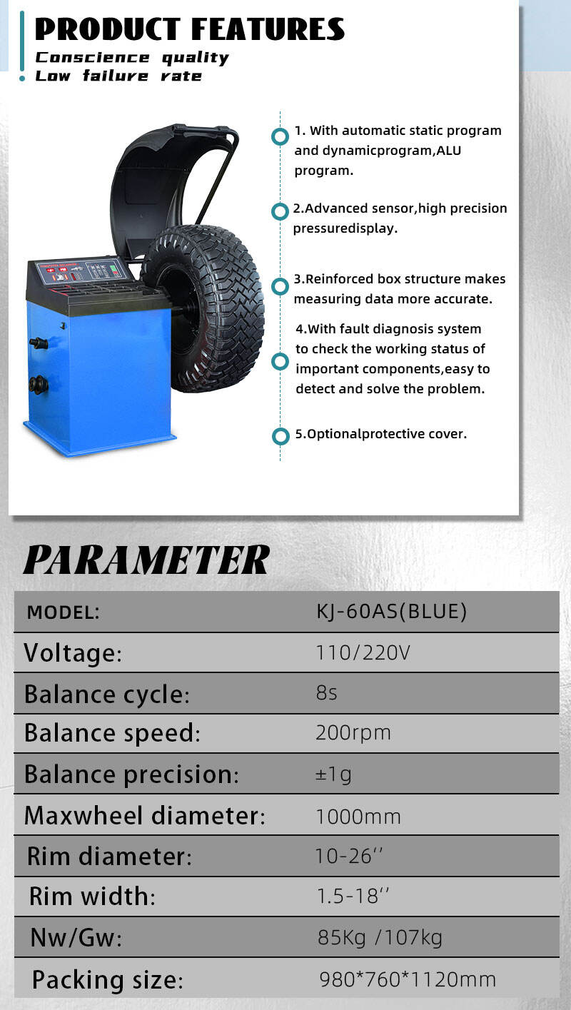 Super nice blue wheel balancing machine 10-26'' automatic tire balancer easy operation fast delivery manufacture