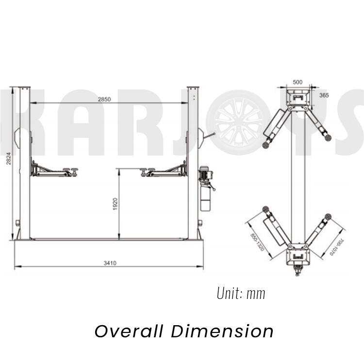 CE Safe Hydraulic Auto 4.2 Ton Portable 2 Post Car Lift Manual Lock Release Two Post Car Lift manufacture