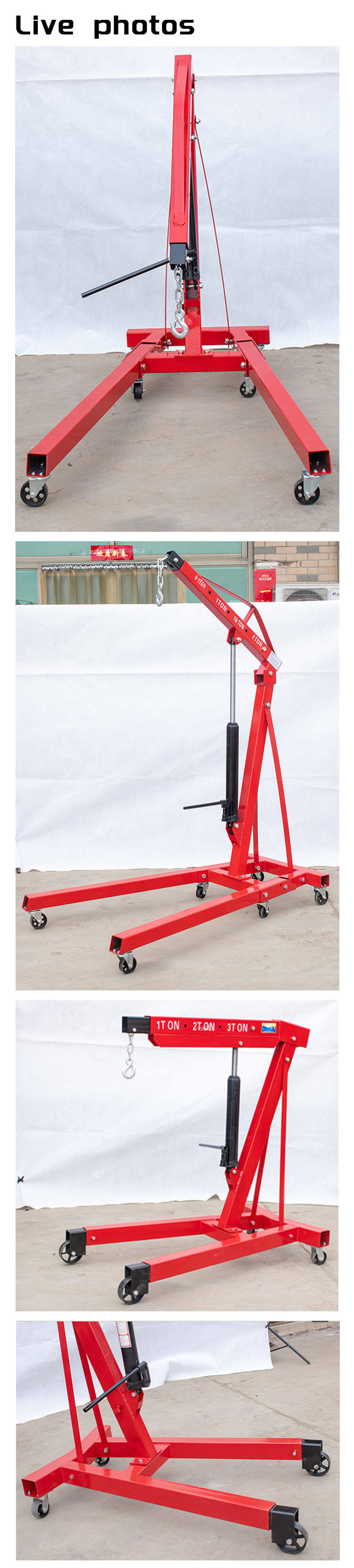 2 ton portable floor small lift engine crane hydraulic jack engine crane for car factory