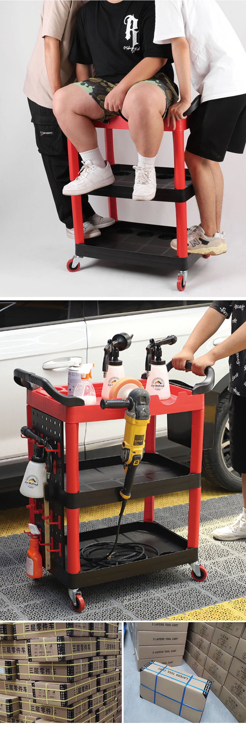 New arrival plastic tool trolley for car repair shop portable tool cart workshop tool cabinet supplier