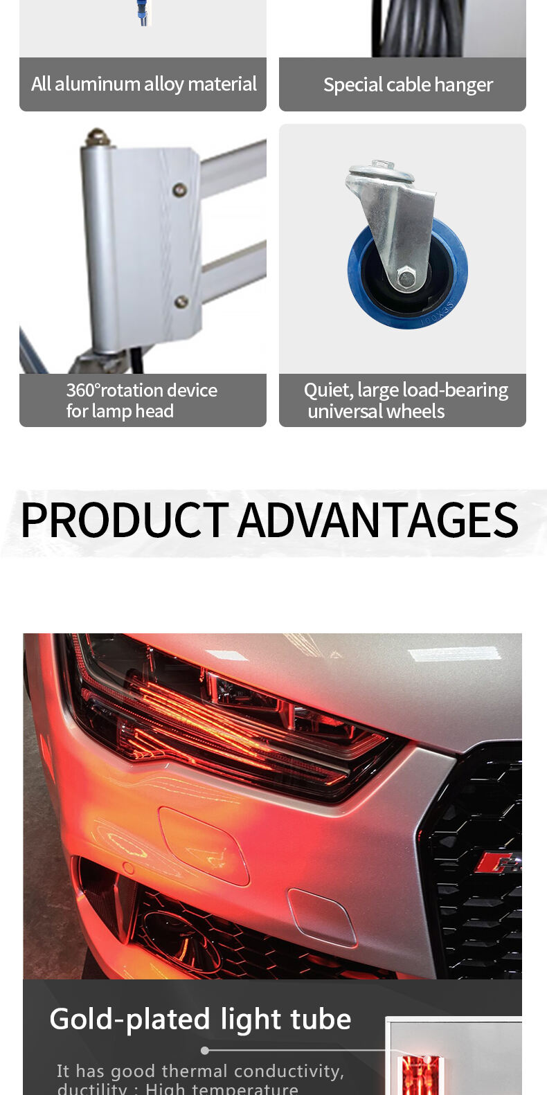 Removable car curing lamps multifunctional paint booth heater 3000w infrared curing lamps for car painting manufacture