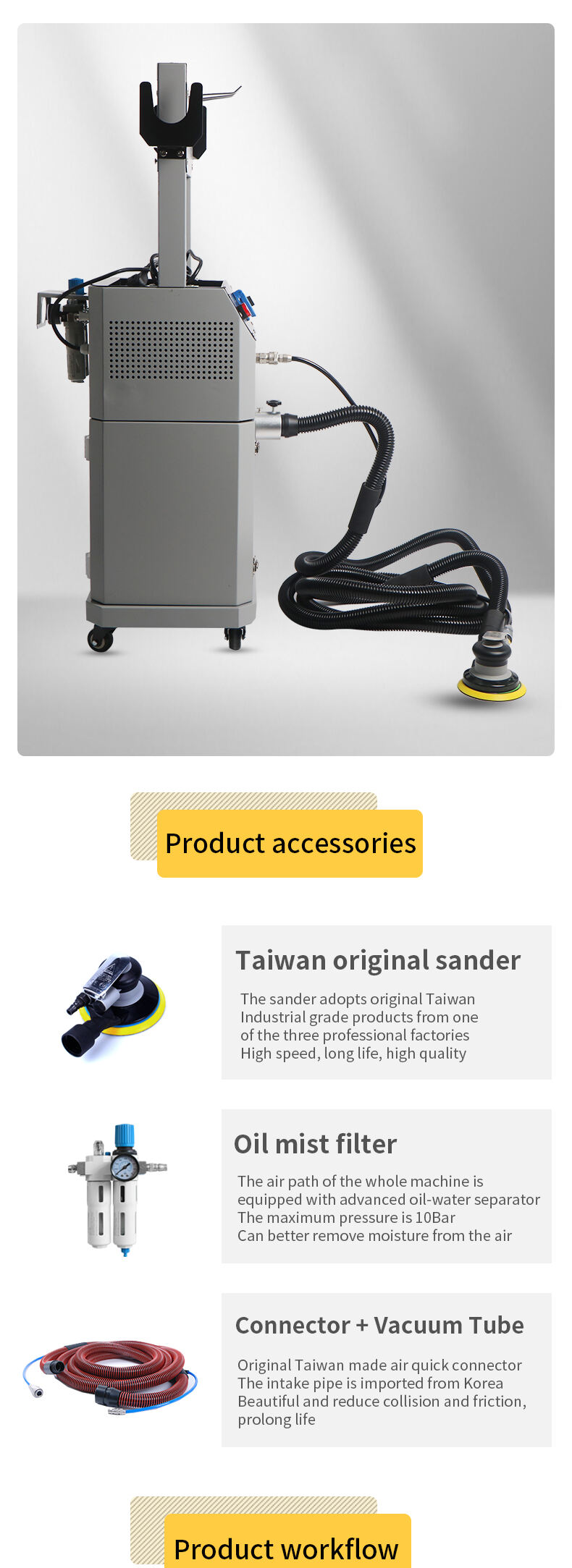 Hot sale high quality dust collecting system car care for portable sander machine manufacture