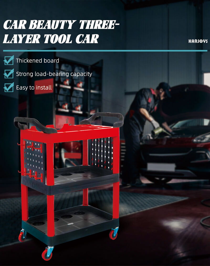 New arrival plastic tool trolley for car repair shop portable tool cart workshop tool cabinet details