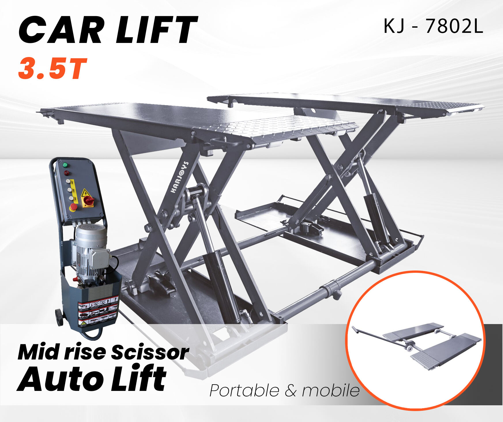 Mobile auto shop hydraulic scissor car lifts mid rise portable car lift for sale supplier