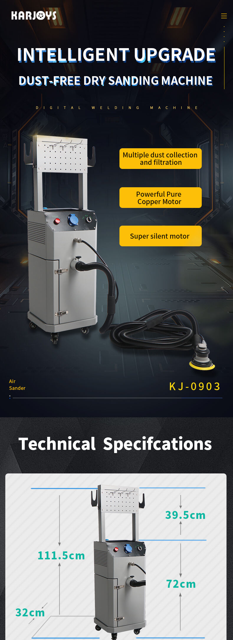 KARJOYS dust free sanding system polishing machine auto sanding machine for car factory