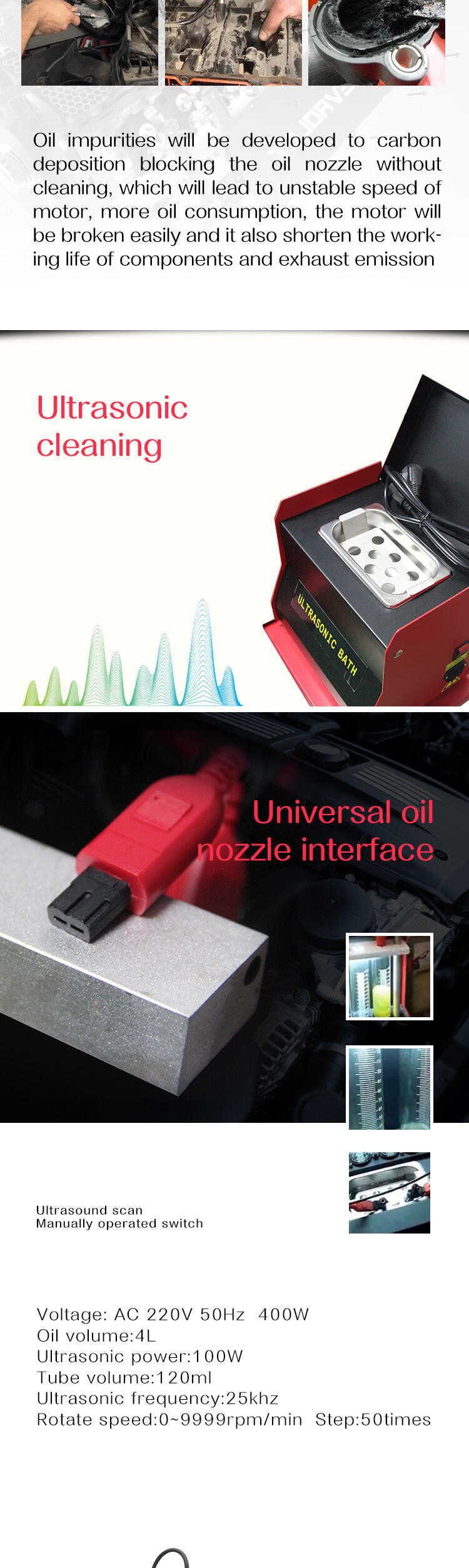 8-Cylinder Fuel Injector Cleaner & Tester Machine Diagnostic Tools details