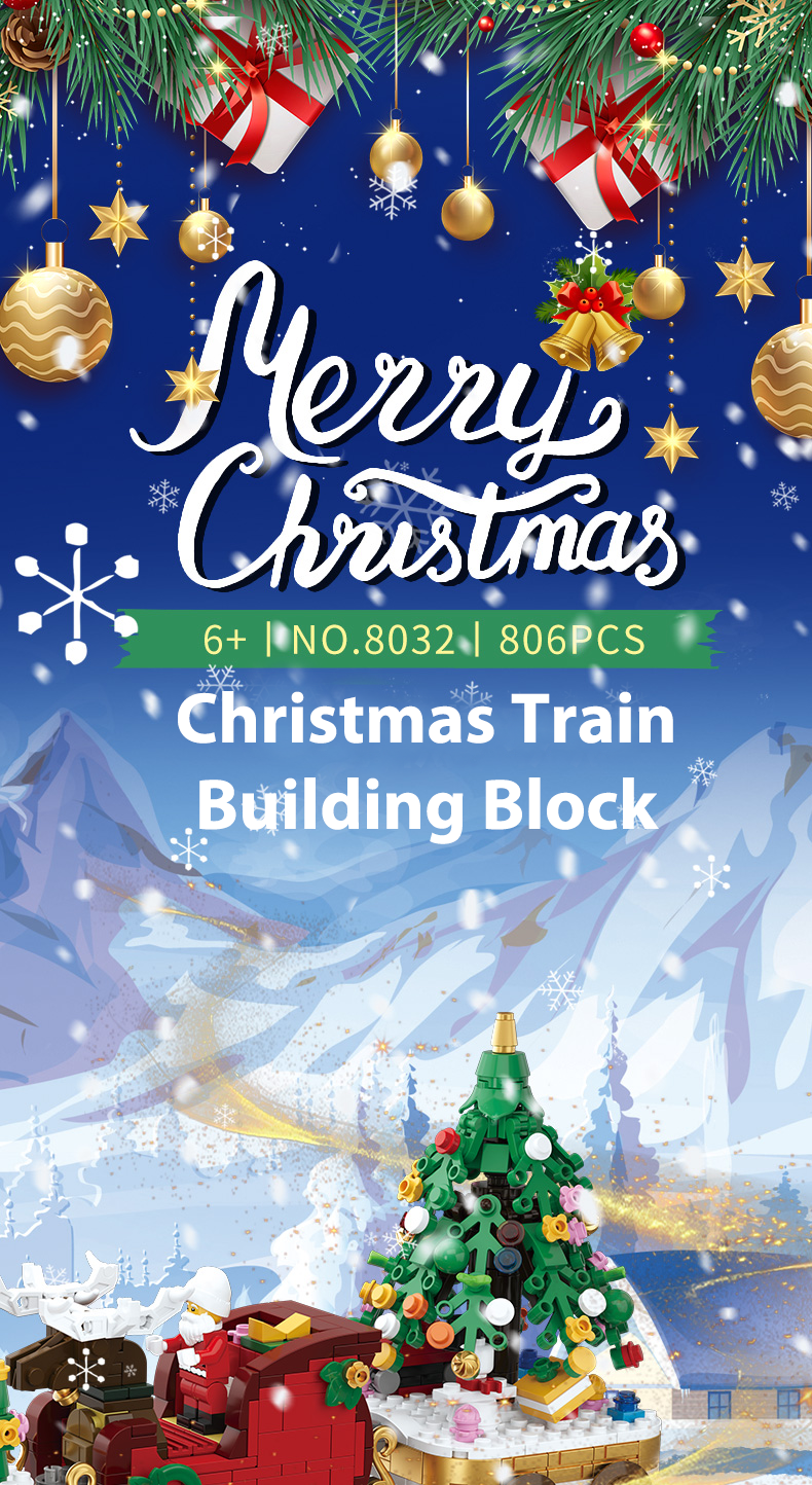 product 6 in 1 christmas building block set train tree sleigh santa claus model brick christmas block christmas toy for children cayi-55